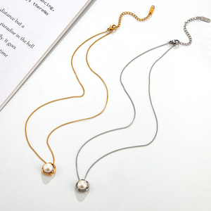 Factory Wholesale High Quality Pearl <b>Titanium</b> Steel Necklace Women's Water Pearl Pendant 14k Pearl Necklace - Product Image 5