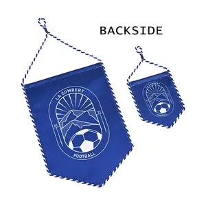 Custom Your Logo Printing Sublimation Satin Fabric Double Side Mini Football Soccer Flag Pennants