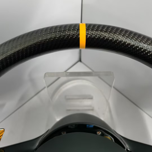 Volant <span class=keywords><strong>AMG</strong></span> en fibre de carbone brillante pour toutes les Mercedes-Benz avec palettes de changement de vitesse en carbone jaune agrandies – Ensemble volant - Product Image 5