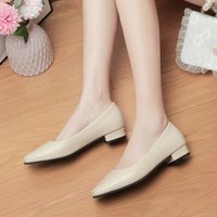 Nuove Scarpe Autunnali a Punta Chiusa, Taglia Grande, Traspiranti e Morbide, Superficie in Pelle, Tacco Spesso, Comode con Tacco Basso