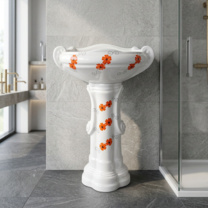 Style moderne Hôtel Maison Sanitaire Or Ligne Rectangle Lavabo De Luxe Piédestal Éviers Pour Salle De Bains - Product Image 4