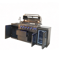 SS304 SUS304 Multifunktionale Modulare Outdoor-Küche mit Spüle, Wasserhahn, BBQ-Gasgrill, Kühlschrank, Langlebiger Granitarbeitsplatte und Schrank