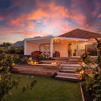 Pergola bioclimatique de luxe en aluminium pour jardin de villa, toit motorisé rotatif avec kit d'éclairage LED étanche