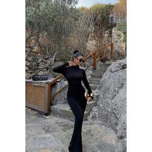 ชุดเดรสวินเทจสีดำ ลายดอกไม้คุณภาพสูง ทรงเอ็มไพร์ ตัดเย็บตามสั่ง ความยาวระดับเข่า ฟรีไซส์ สำหรับใส่ในช่วงกลางวัน ฤดูใบไม้ผลิ ฤดูใบไม้ร่วง - Product Image 6