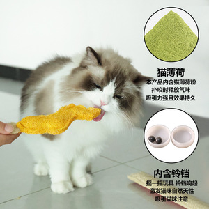 Jouet pour chat en éponge loofah avec herbe à chat et clochette, outil de divertissement pour animaux de compagnie d'intérieur pour chats - Product Image 1