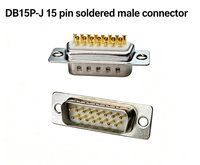 DB15P-J Konektor Kabel Solder 15 Pin Kepala Pin Putar Tembaga Padat Berlapis Emas Industri
