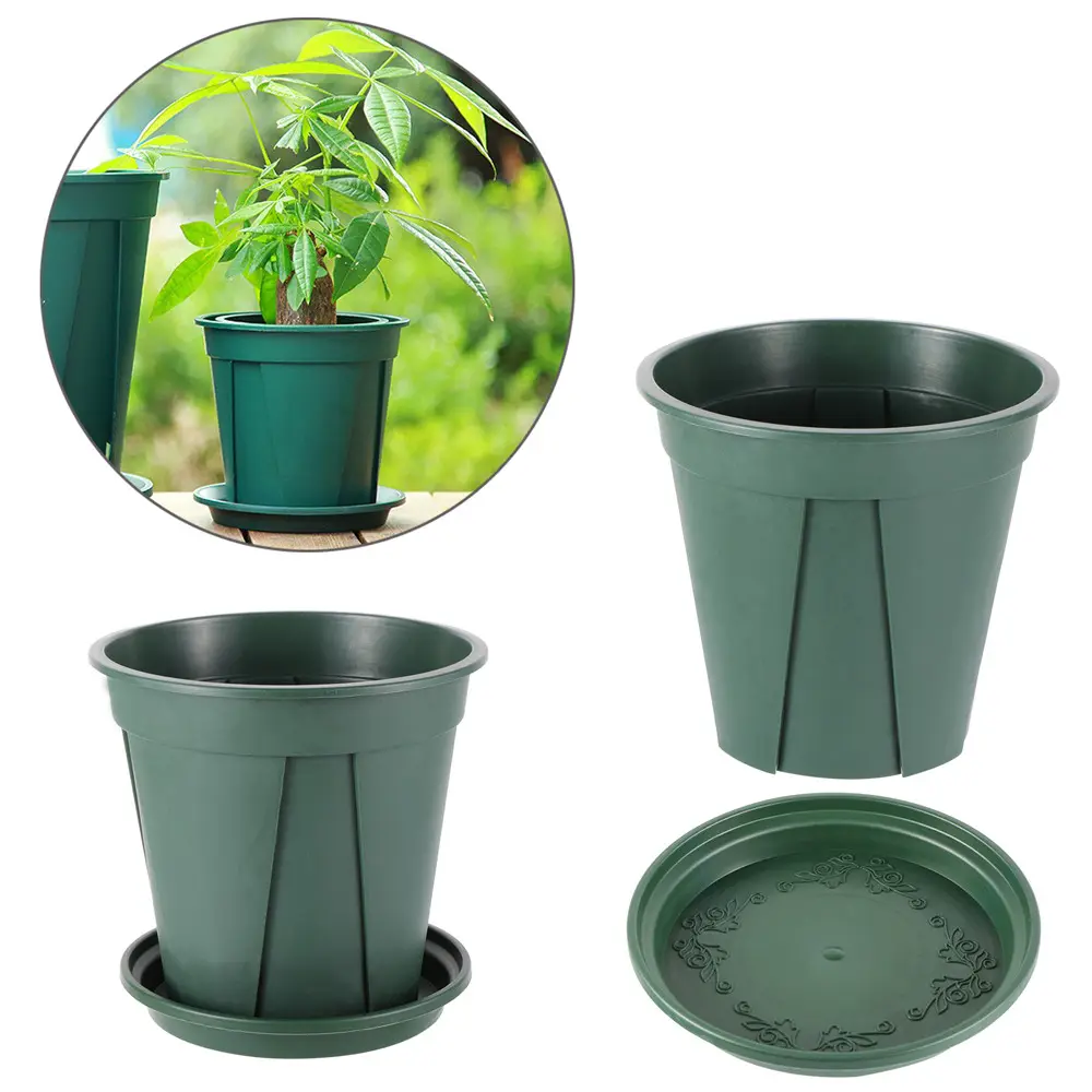 Plastic Thickened Flower Pot With Tray Succulent Planting Breathable Outdoor Round Flower Pots Planters