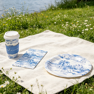 Vaisselle jetable personnalisée avec motif île côtière, serviettes et assiettes en papier portables pour <span class=keywords><strong>camping</strong></span>, fêtes et vacances - Product Image 3
