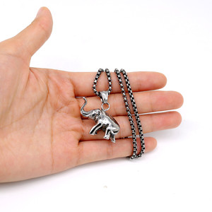 yunnique Stainless Steel <b>Elephant</b> Pendant <b>Necklace</b> Unisex Gift Jewelry Animal Design Simple High Polish Fashion Pendant - Product Image 4