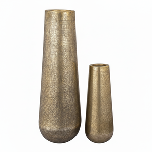 Juego hecho a mano de 2 floreros de metal de diferentes tamaños estilo de diseño costero para decoración de mesa o suelo para uso doméstico o hotelero - Product Image 1