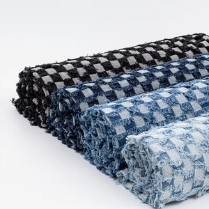 Bán Buôn Checkerboard Tua Jacquard Denim Vải Rửa Tay Túi Áo Quần Áo Thiết Kế Vải May Cotton Denim Vải - Product Image 3