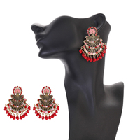 Pendientes de Mujer Estilo Étnico Indio con Borla de Gota de Agua Dorada, Exóticos, Vintage, Budismo Tibetano, Aleación Chapada en Rodio/Oro
