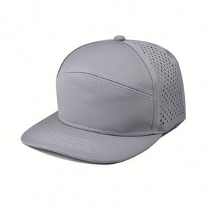 Casquette de baseball snapback oversize à visière plate avec perforations laser, respirante, pour hommes et femmes, pour l'extérieur et le style urbain - Product Image 5