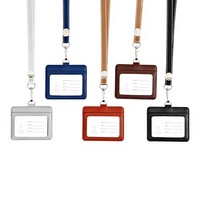 Étui pour badge en cuir Saffiano durable avec cordon réglable pour carte d'identité d'enseignant universitaire, pochette personnalisable avec logo