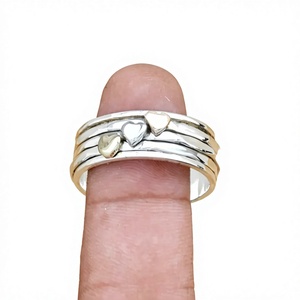 925 Sterling Silver Heart Pattern Wedding Band <b>Spinner</b> <b>Ring</b> Romantic Unisex Fine Jewelry - Product Image 1