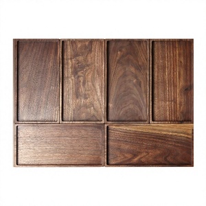Bandeja de servir rectangular minimalista de madera, platos de madera maciza hechos a mano, utensilios de cocina, decoración de mesa para el hogar, hotel, restaurante. - Product Image 1
