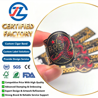Autocollants personnalisables de luxe pour anneaux de cigares, imprimés UV, de haute qualité, avec logo en feuille d'or gaufrée, pour emballage artisanal de bandes de cigares