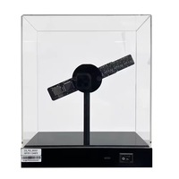 Ventilador de Escritorio LED 3D Pequeño de 20 cm, Letrero Holográfico, Pantalla Publicitaria para Negocios, Luz con Logotipo, Lámpara Holográfica Recargable para Exteriores