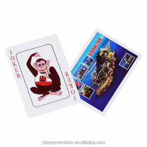 הדפסה קלאסית ידידותית לסביבה עמיד 54 כרטיס פוקר למחזר יוקרה אישית לוגו נייר משחק קלפים בחזית ובחזרה