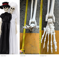 SIPKLR Squelette de mariée et de marié à double tête de 160 cm, accessoires d'Halloween grandeur nature pour maisons hantées, cimetières et décorations extérieures