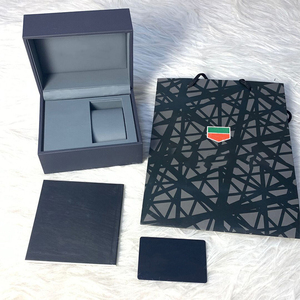 Luxury Custom Logo <b>Grey</b> Wood Watch <b>Box</b> Set-Durable Water Resistant Single-Slot Protective Packaging with Card & Certificate - Product Image 2