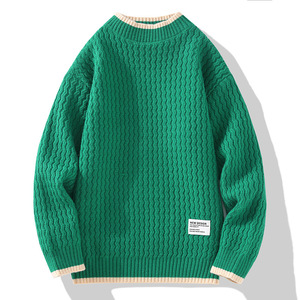 <span class=keywords><strong>Pull</strong></span> à col roulé à col roulé ample et à <span class=keywords><strong>la</strong></span> <span class=keywords><strong>mode</strong></span> pour hommes, tricoté avec une décoration à motifs et un logo sur le devant pour l'hiver - Product Image 6