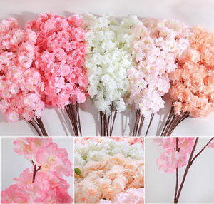 Branche <span class=keywords><strong>d</strong></span>'arbre à fleurs de <span class=keywords><strong>cerisier</strong></span> artificielles, <span class=keywords><strong>d</strong></span>écoration de mariage, mur <span class=keywords><strong>intérieur</strong></span> de salon, fausse vigne - Product Image 1