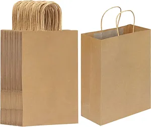 New Arrival Brown Kraft Paper Shopping <b>Bag</b> with Custom Logo Eco-Friendly Twisted Handles for Pizza & Hamburger Food Gift - Product Image 4