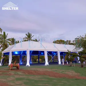 Tùy Chỉnh Đa-Vòm Lều Sang Trọng Ngoài Trời Hình Bát Giác Nhiệm Vụ Nặng Nề 20X40M Marquee Khung Đảng Đám Cưới Lều Với Ánh Sáng