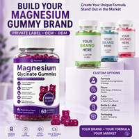 Gummy Magnesium Glycinate 300mg 60 Buah Rasa Campuran Berry, Label Pribadi OEM Grosir, Mendukung Relaksasi Otot dan Tidur Nyenyak