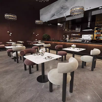Meubles de restaurant occidental haut de gamme de style crème, ensemble de table et de chaises en métal pour restaurant occidental, hôtel