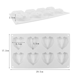 Diamond Heart Silicone <b>Mold</b> 8 Cavities Geometric Polygonal Cake Dessert Baking Tool Commercial Use White - Product Image 4