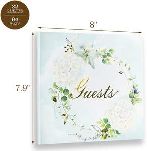 <span class=keywords><strong>Livre</strong></span> d'or de mariage personnalisé à couverture rigide, Design Floral en feuille d'or, Album Photo de 64 Pages - Product Image 3