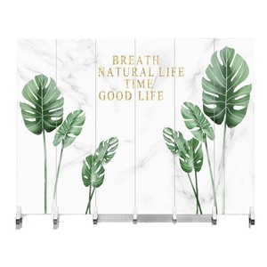 Folding Screen Partition 6 Panel Geometric Design Room Divider With Wheels For Living Room Office Hotel - Product Image 5