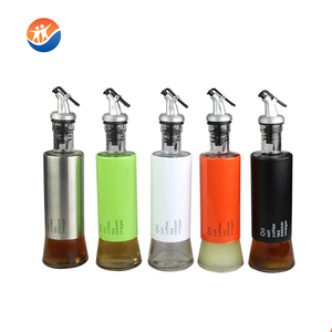 Botella de vinagre de aceite comestible de salsa de soja de vidrio de aceite de oliva recubierto de metal de alta calidad - Product Image 1