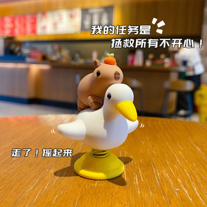 Ornement de bureau Ruijie Capybara Duck Shaking, mouvement à ressort, décoration de salon, cadeau d'anniversaire pour enfants de 8 à 12 ans - Product Image 2