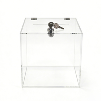 Plexiglas-Spendenbox, Transparente Acryl-Wohltätigkeits- und Donationsbox 20*20*20CM mit Schloss