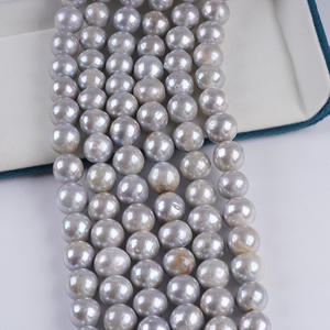 Collier de perles d'eau douce naturelles en gros de Zhuji, 13-16 mm, perles grises Edison, chaîne de perles blanches, perles en vrac, bijoux DIY - Product Image 1