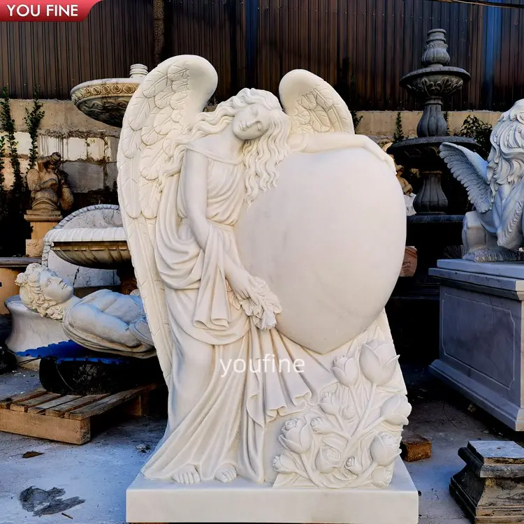 Heart-shaped do cemitério Monumento de Granito Lápide De Mármore Do Anjo