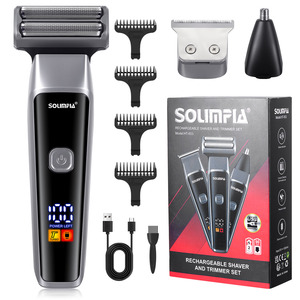 Rasoio Elettrico da Uomo Solimpia HT-853, Rifinitore per Naso e Capelli - Set di Cura Personale 3-in-<span class=keywords><strong>1</strong></span> Ricaricabile USB per Barba, Viso e Testa - Product Image 2