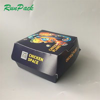 Caja de cartón de silicona de 6 pulgadas para pared, caja de papel de comida rápida de 2 hamburguesas grandes, venta al por mayor, mac jumbo