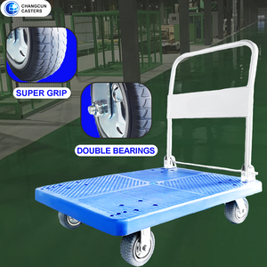Werkseitige Lieferung Allrad-Hochleistungs-Handwagen Custom Wheel Blue Plastic Platform Trolley Hand Truck - Product Image 2