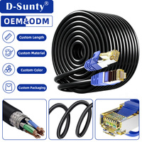 Kabel Patch Ethernet Cat8 RJ45 Kabel Jaringan Terlindung 40Gbps Kecepatan Tinggi Kabel LAN PVC OEM/ODM