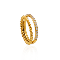 Chris April 316L Edelstahl Schmuck Seil Zirkonia Lünette Ringe leer Doppels ch ichten Gold Seil Ring