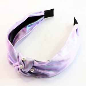 Cinta para el pelo de doble capa para niña y mujer, bandana con lazo de tela de arcoíris, bandana personalizada de Organza con perlas - Product Image 4