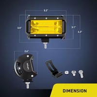 5 pouces 2 rangées 72W LED lumière de travail Pod noir 12V 24V hors route conduite antibrouillard pièces automobiles accessoires d'éclairage jaune