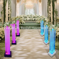 Décorations de couloir de mariage romantique Led couleur changeante danse fontaine d'eau bulle fleurs colonne lampe lumière décoration