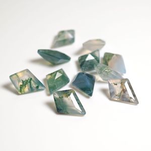 ZDD Rhombus Natural Agate With Waterweed Green Square Jewelry Finding For DIY Rings Earrings Pendants - Product Image 3