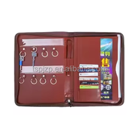 Portefeuille à glissière en cuir PU de taille A4 personnalisée avec fente pour touches pour présentations de conférence ou organisation de dossiers de Manille