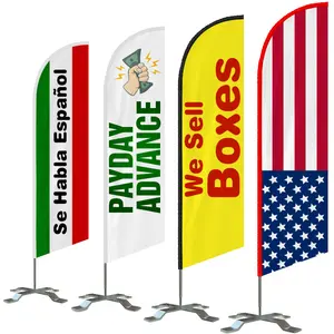 Wall Banner Advertising Flying Beach Flag Banner Promotion Wind Feather Flag Waterproof Square Beach Flag